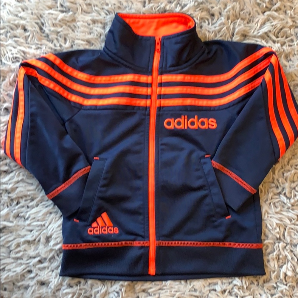 Navy blue and orange 2 T Adidas zip track jacket